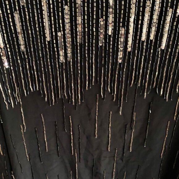 Vintage 80s beaded sequin silk shimmy top M - Picture 10 of 14